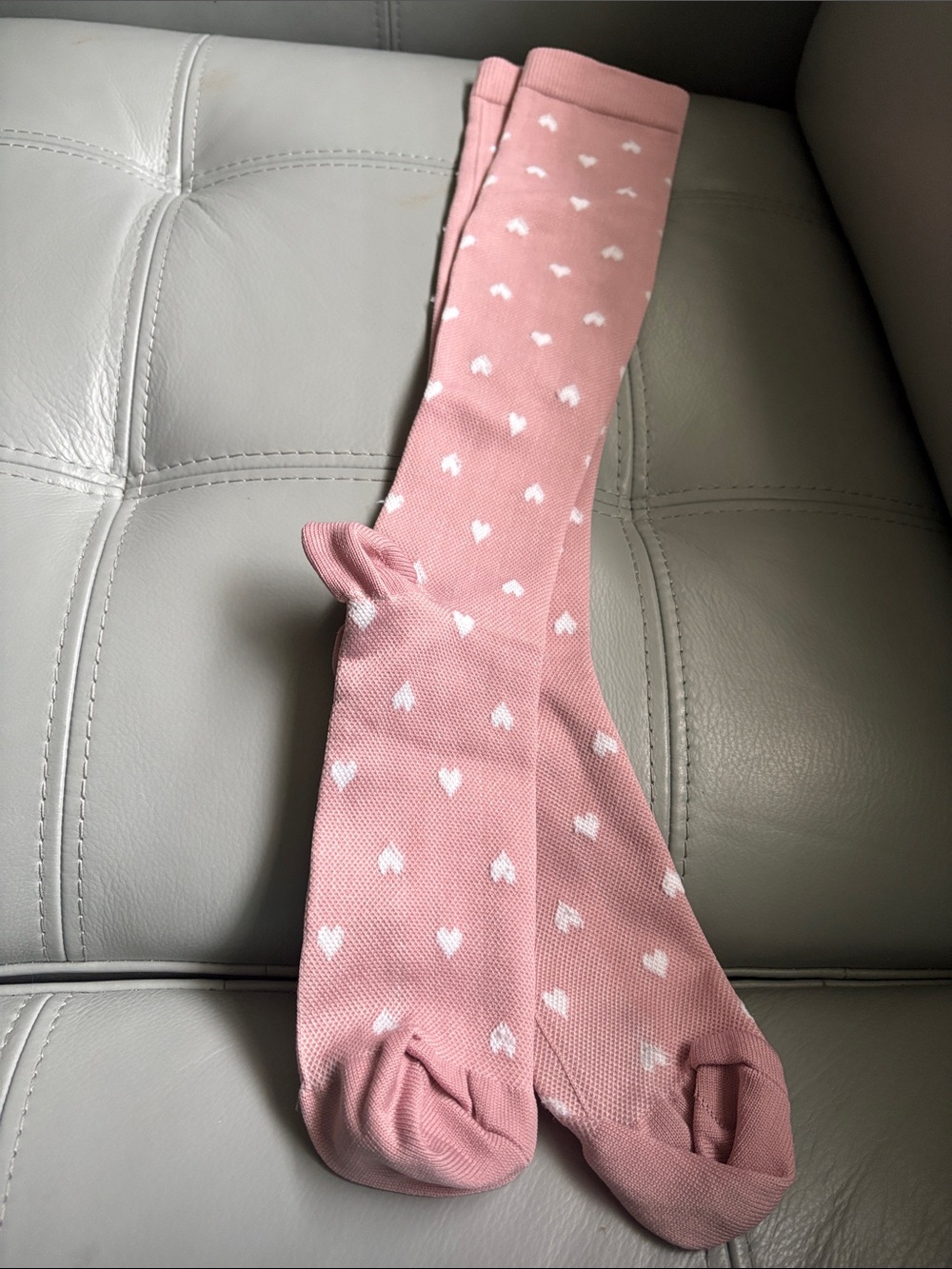 Pink Heart Pattern Kids Tights